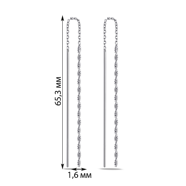 Переплетенные серьги-протяжки из серебра (арт. 7502/4767) – изображение 2