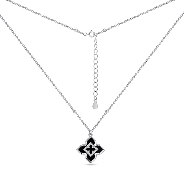 Серебряное колье с ониксом и фианитами (арт. 7507/2488/15о) – изображение 2
