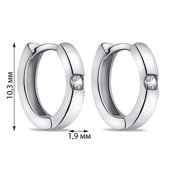 Серебряные серьги-кольца с фианитами (арт. 7502/9312/10) – изображение 2