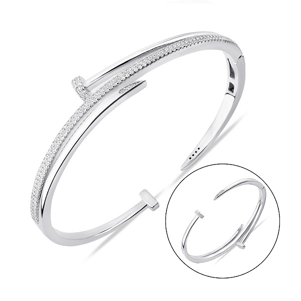 Серебряный браслет с гвоздь с фианитами (арт. 7509/5410) – изображение 1