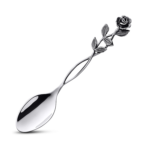 Кофейная ложка "Роза" из серебра (арт. 7922/9023-ч) – изображение 1