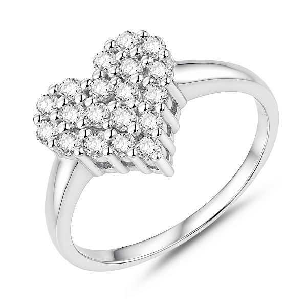 Серебряное кольцо сердце с фианитами (арт. 7501/8814) – изображение 1