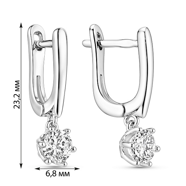 Серебряные серьги подвески с фианитами (арт. 7502/10456) – изображение 2