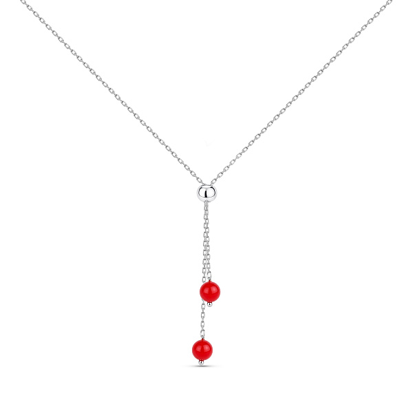 Срібне кольє-краватка з коралами (арт. 7507/2147176Крк) – зображення 1
