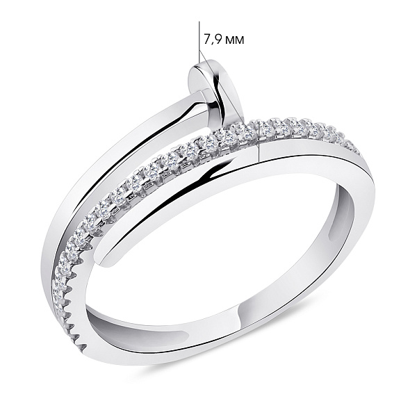 Кольцо из серебра "Гвоздь" с фианитами (арт. 7501/5729) – изображение 2