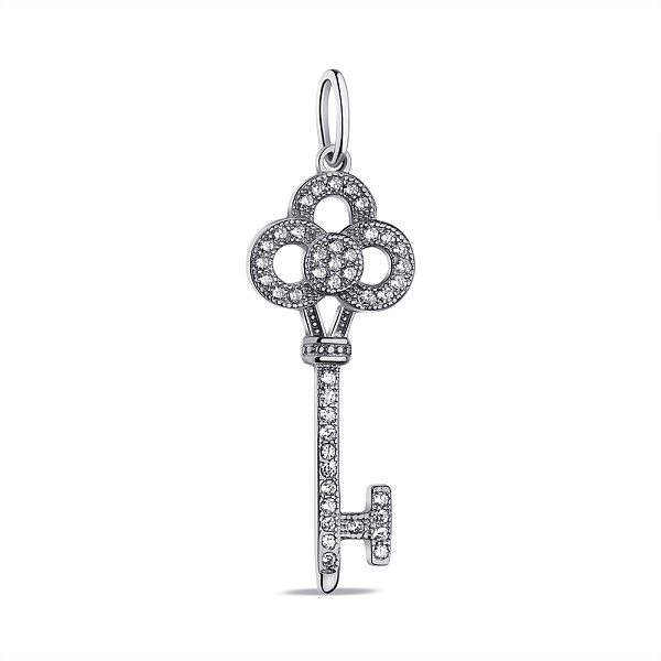 Серебряный кулон Ключ с фианитами (арт. 7503/П2Ф/177) – изображение 1