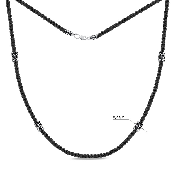 Шелковый шнурок с серебряными вставками (арт. 7307/263ш) – изображение 3
