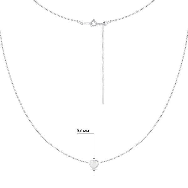 Тонкое серебряное колье Сердце (арт. 7507/2365п) – изображение 3