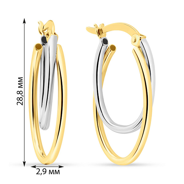 Серьги-кольца из желтого и белого золота (арт. 108872/30жб) – изображение 5
