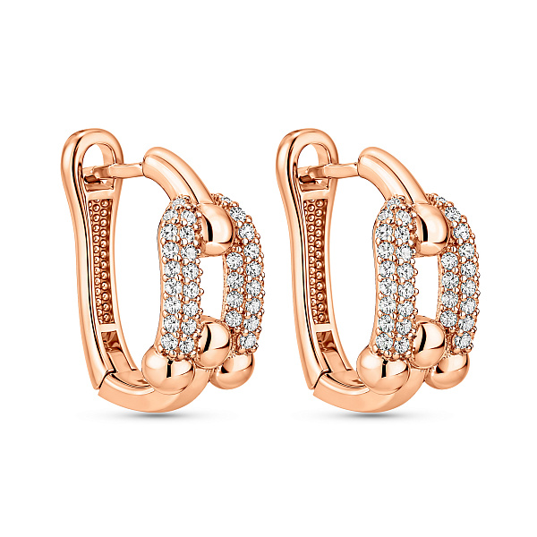 Серьги из красного золота с фианитами (арт. 1092175) – изображение 1
