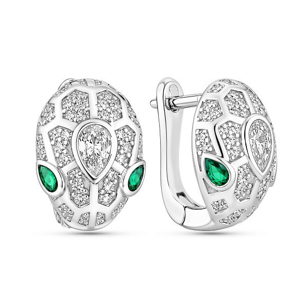 Серебряные серьги Змея с альпинитами (арт. 7502/10384аз) – изображение 1