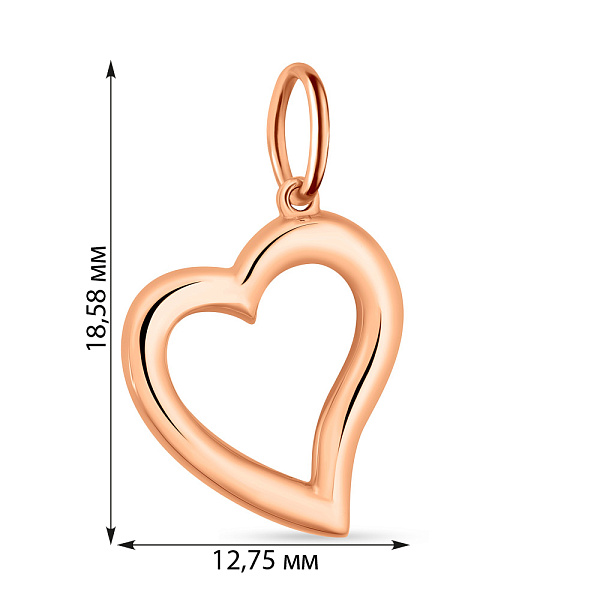 Золотой подвес "Сердце" без камней (арт. 424414) – изображение 2