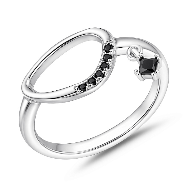 Серебряное кольцо с черными фианитами (арт. 7501/8882ч) – изображение 1