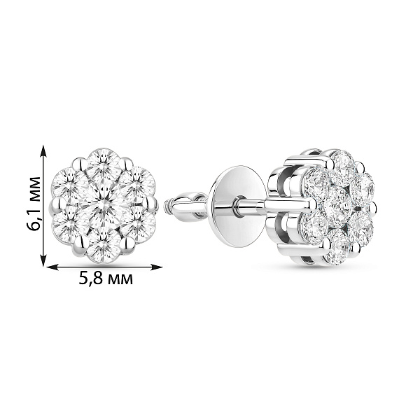 Серьги-пусеты из белого золота с фианитами (арт. 110382б) – изображение 4