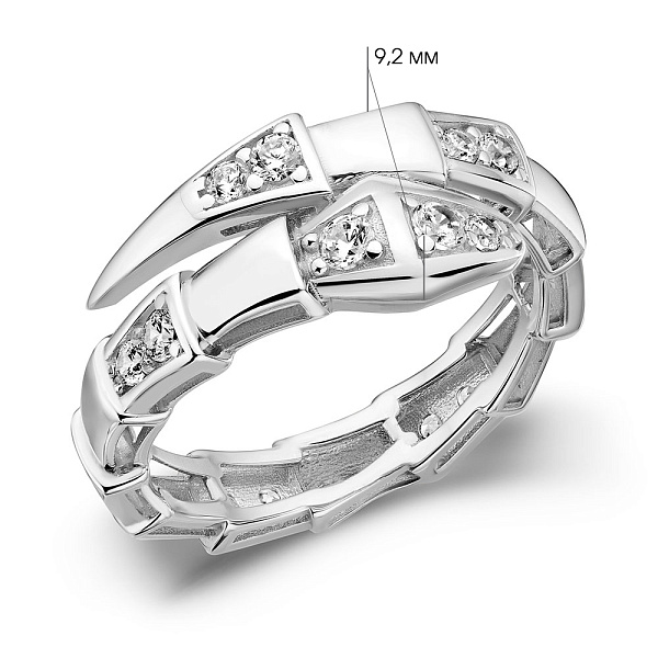 Кольцо из белого золота Змея с фианитами (арт. 156640б) – изображение 2