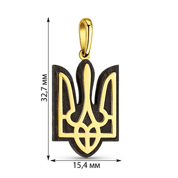 Золотой кулон Герб Украины-Трезубец с эбеновым деревом (арт. 440865ж) – изображение 2