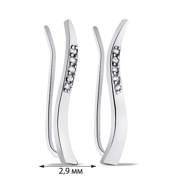 Серьги-клаймберы из серебра с фианитами (арт. 7502/549-р) – изображение 2