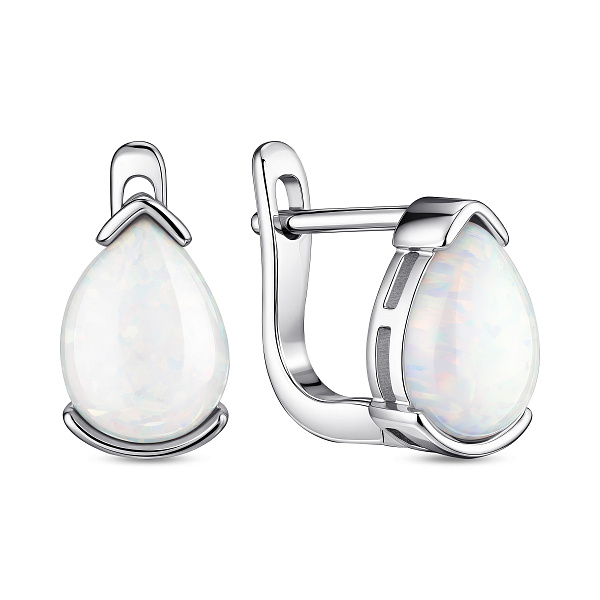 Серебряные серьги с одним опалом (арт. 7502/10183Поб) – изображение 1
