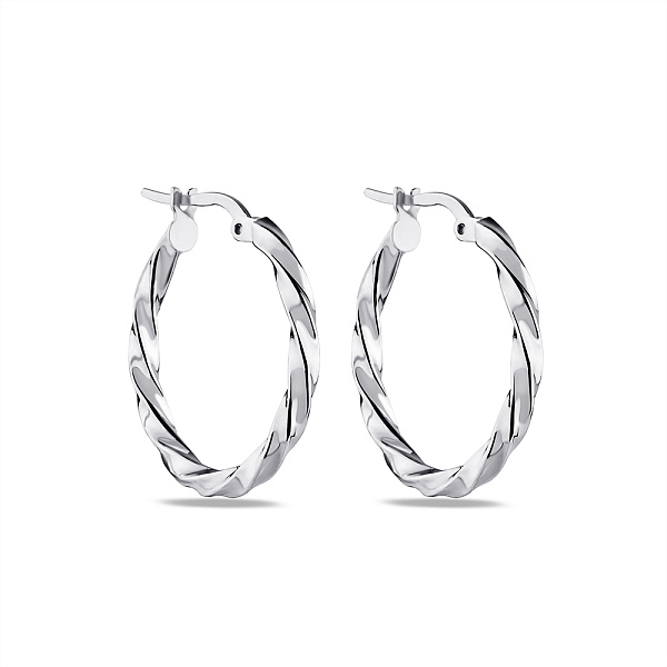 Сережки-кільця зі срібла без каміння (арт. 7502/1614/25) – зображення 1