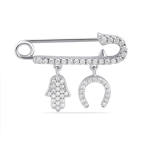 Серебряная булавка с подвесками и фианитами (арт. 7511/164) – изображение 1