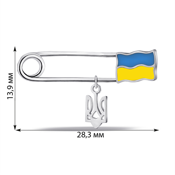 Срібна шпилька Прапор України і тризуб (арт. 7511/Бр2/055) – зображення 2