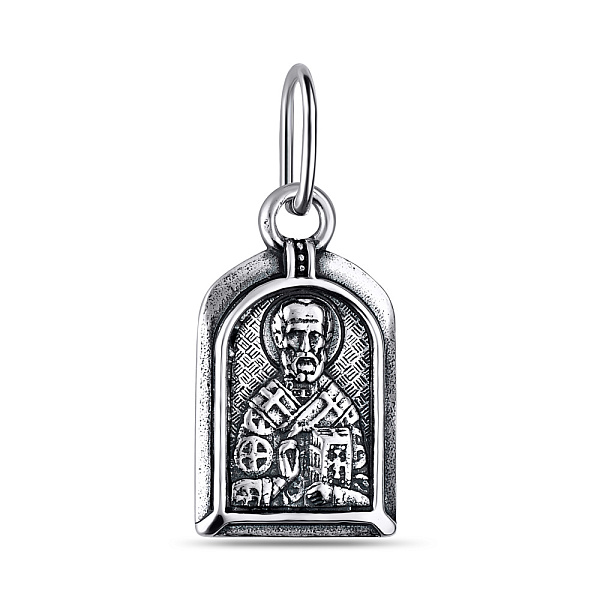 Серебряная ладанка иконка Николай Чудотворец (арт. 7917/3769-ч) – изображение 1