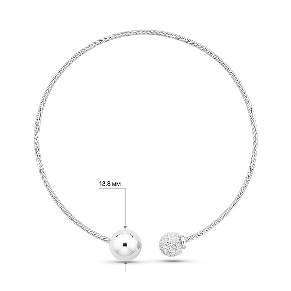 Жесткое серебряное колье с фианитамы (арт. 7507/2356) – изображение 2