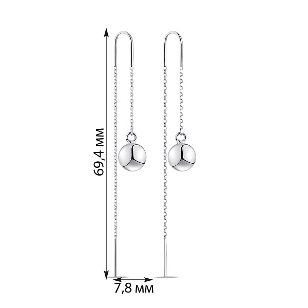 Серебряные серьги-протяжки Шар (арт. 7502/3890/2) – изображение 2