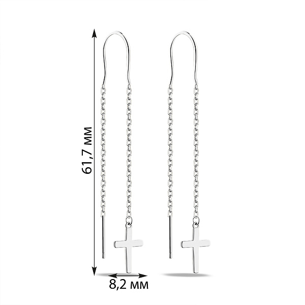 Серебряные серьги-протяжки Крестики (арт. 7502/4917) – изображение 2