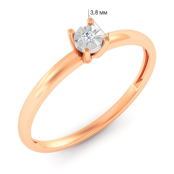 Золотое кольцо с бриллиантом (арт. К011743) – изображение 3