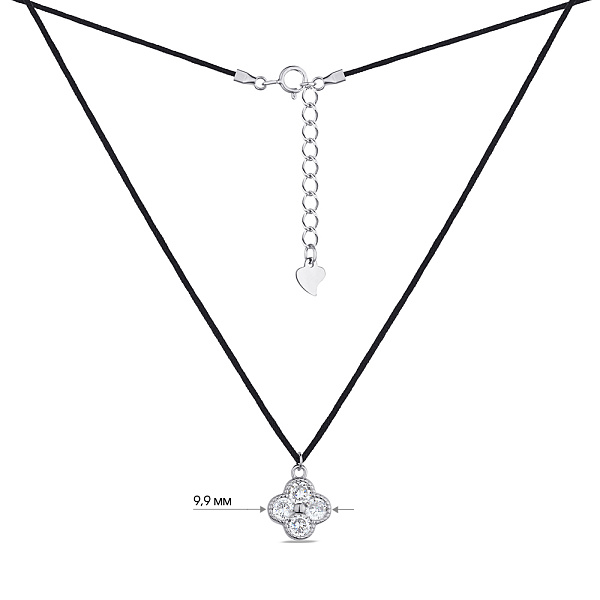 Серебряное колье с шелковым шнурком (арт. 7307/КЛ2Ф/902) – изображение 3