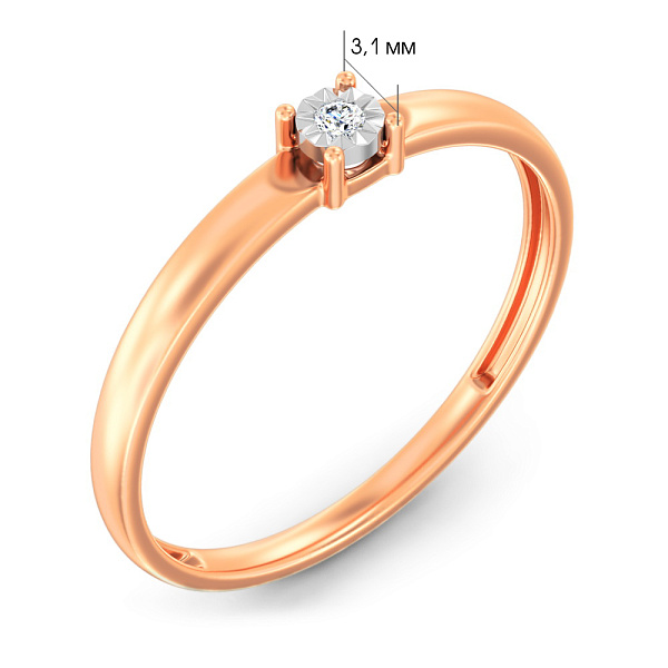 Золотое кольцо с бриллиантом (арт. К011738) – изображение 2