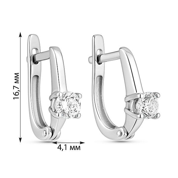 Серьги из белого золота с фианитом (арт. 115800б) – изображение 2