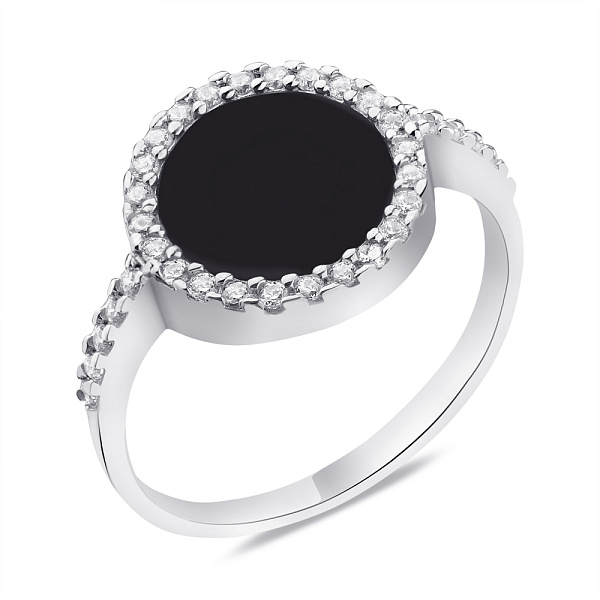 Серебряное кольцо с ониксом (арт. 7501/А223окю) – изображение 1