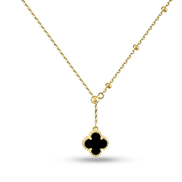 Серебряное колье Клевер с ониксом (арт. 7507/2222/10жо) – изображение 1