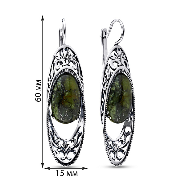 Серебряные серьги с змеевиком (арт. 7902/11500213к) – изображение 2