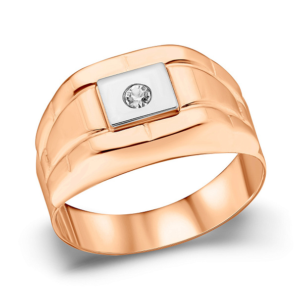 Золота печатка з фіанітом (арт. 180556кб) – зображення 1