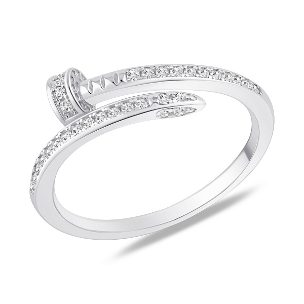 Серебряное кольцо гвоздик с фианитами (арт. 7501/6985) – изображение 1