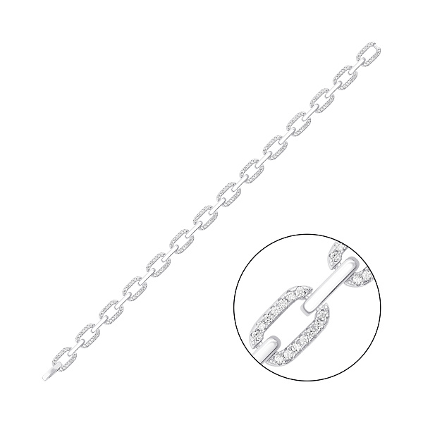 Массивный серебряный браслет с фианитами (арт. 7509/5250) – изображение 1