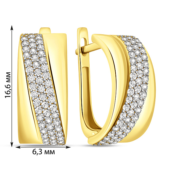 Серьги из желтого золота с дорожкой из фианитов (арт. 111300ж) – изображение 4