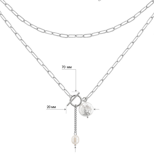 Серебряное колье с жемчугом (арт. 7507/2186779жб) – изображение 2