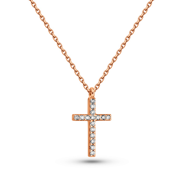 Золотое колье с бриллиантами Крестик (арт. 7103670201) – изображение 1