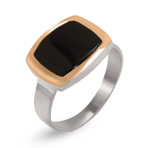 Серебряное кольцо с ониксом (арт. 7201/255/1о) – изображение 1