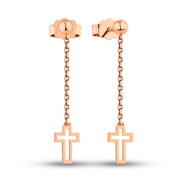 Серьги-пусеты из красного золота Крестики (арт. 1091246) – изображение 1
