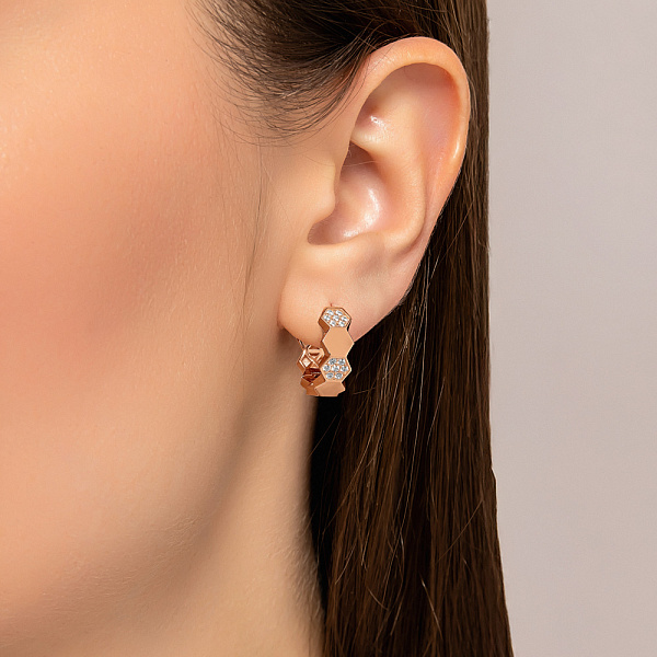 Золотые серьги с фианитами (арт. 1091714/15) – изображение 2