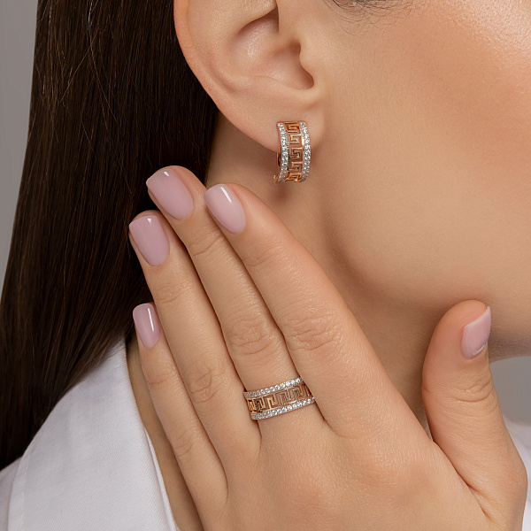 Серьги Олимпия из красного золота с фианитами (арт. 113400) – изображение 4