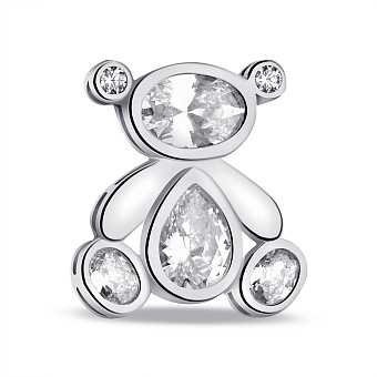 Фото Серебряная брошь Мишка с фианитами (арт. 7505/206)