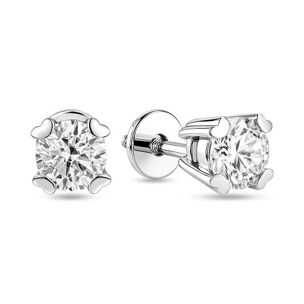 Серьги-пусеты из белого золота с фианитами (арт. 110229б) – изображение 1