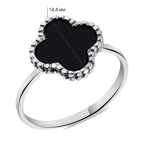 Серебряное кольцо Клевер с ониксом (арт. 7501/610/15окп) – изображение 2