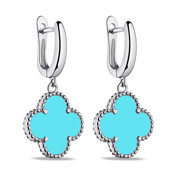 Серебряные серьги Клевер с ониксом (арт. 7502/4265/15ог) – изображение 1